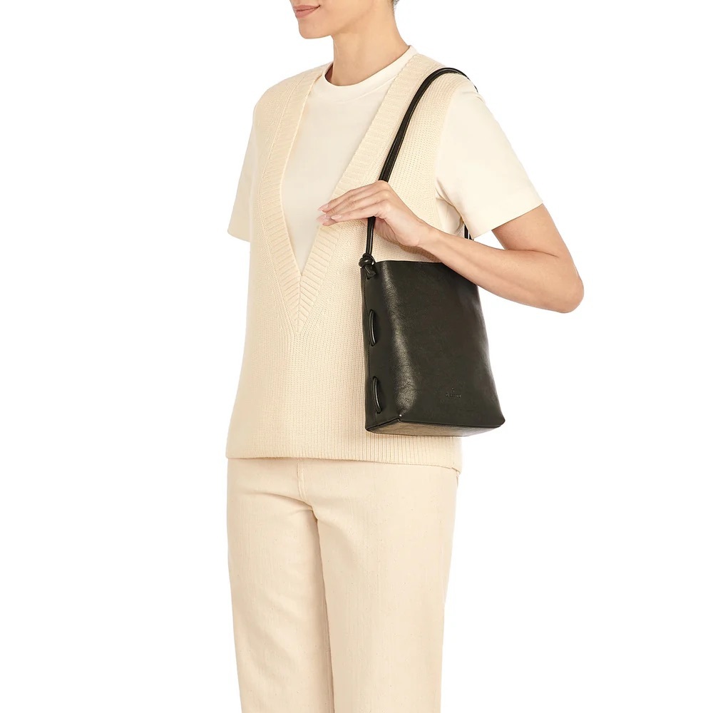 Black Leather Shoulder Bag - Il Bisonte Italian leather - Picture 3 of 6